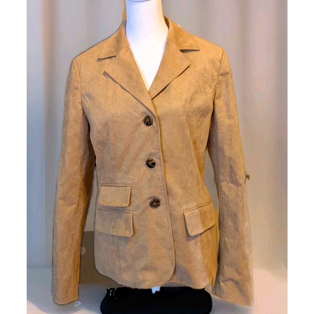 Faux Suede 3 Button Classic Lined Blazer Sz 8 Liz Clairborne Old Money Academia